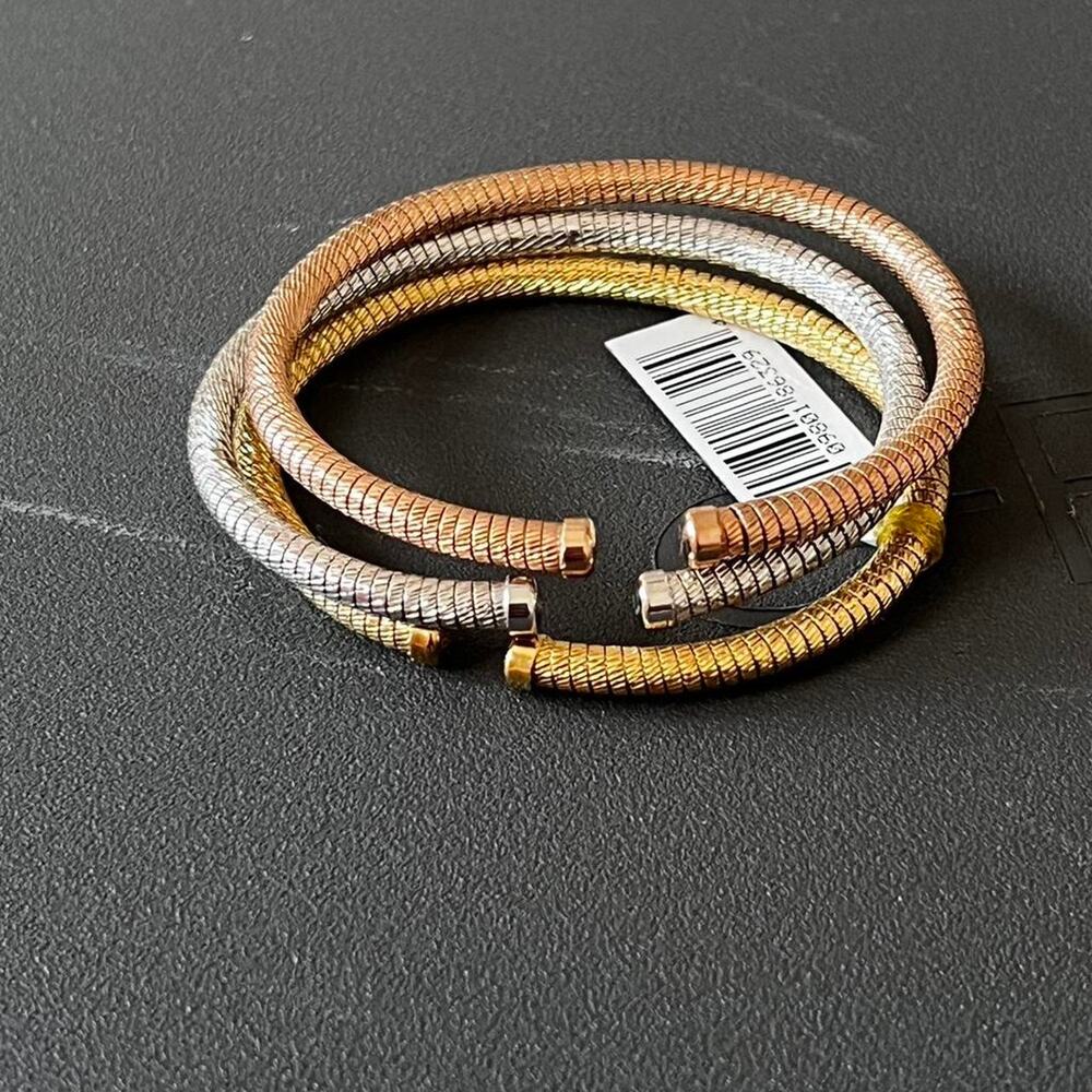 Set of 3 bangles 3.4mm stainless steel diamond-cut tubogas bangles